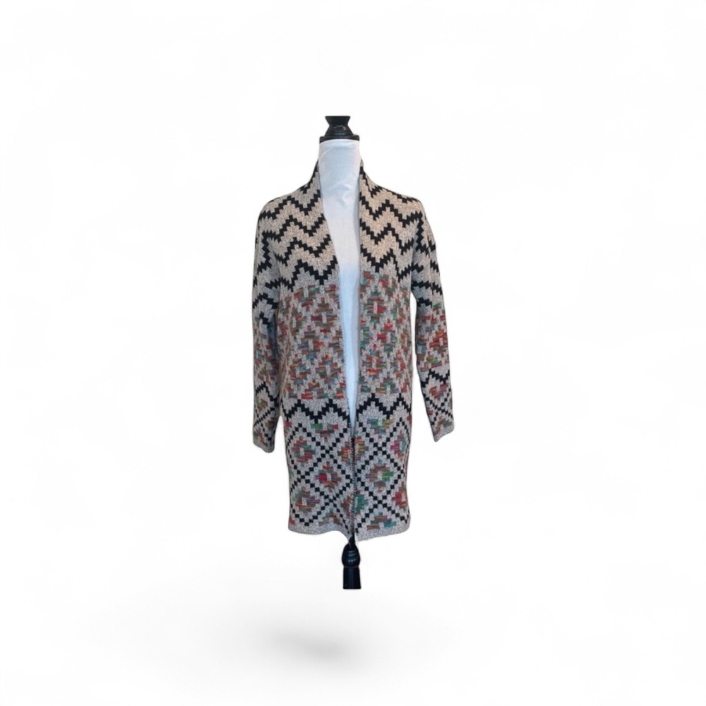Dreamers knit open front abstract western long sleeve cardigan size small/medium